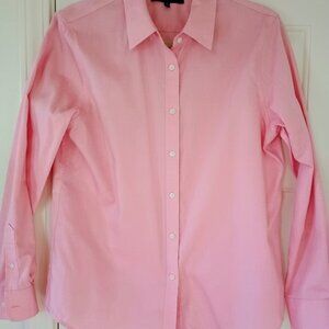 EEUC JONES NEW YORK COTTON BUTTON FRONT SHIRT/BLOUSE PEACHY PINK SOLID MEDIUM